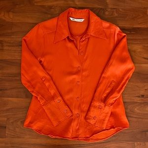 Zara Orange Button Down Top